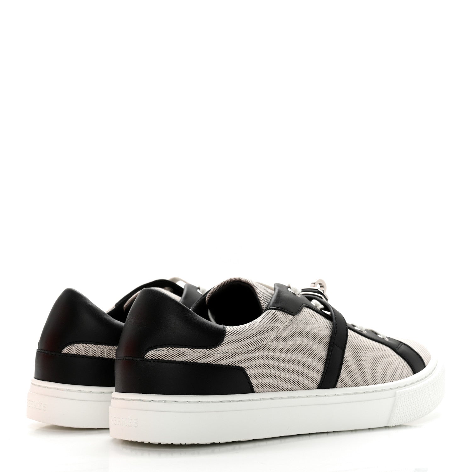 Hermes Calfskin Canvas Day Sneakers 39 Black White 4 of 9