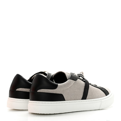 Hermes Calfskin Canvas Day Sneakers 39 Black White 4 of 9