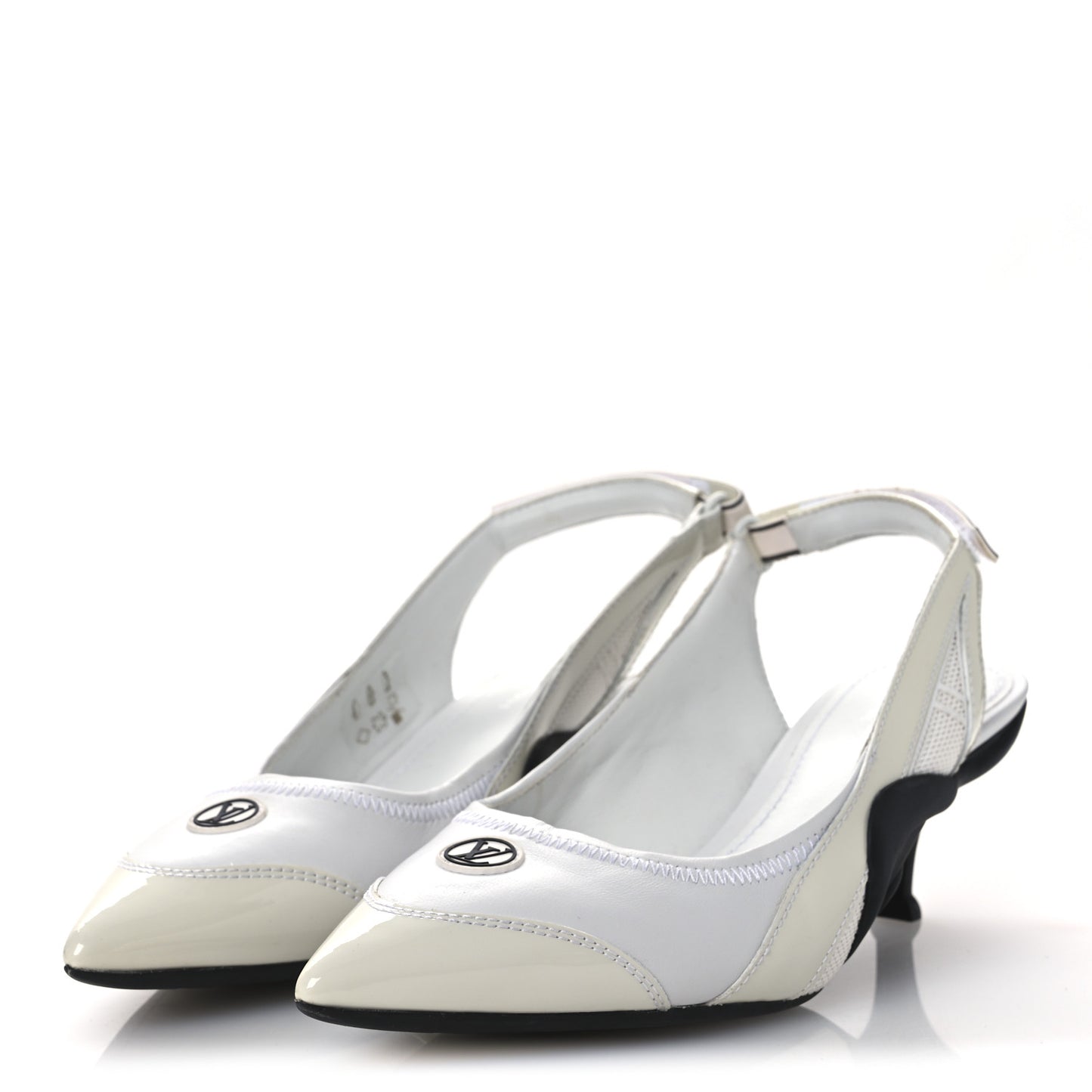 Lambskin Patent Calfskin Archlight Slingback Pumps 39 White Black
