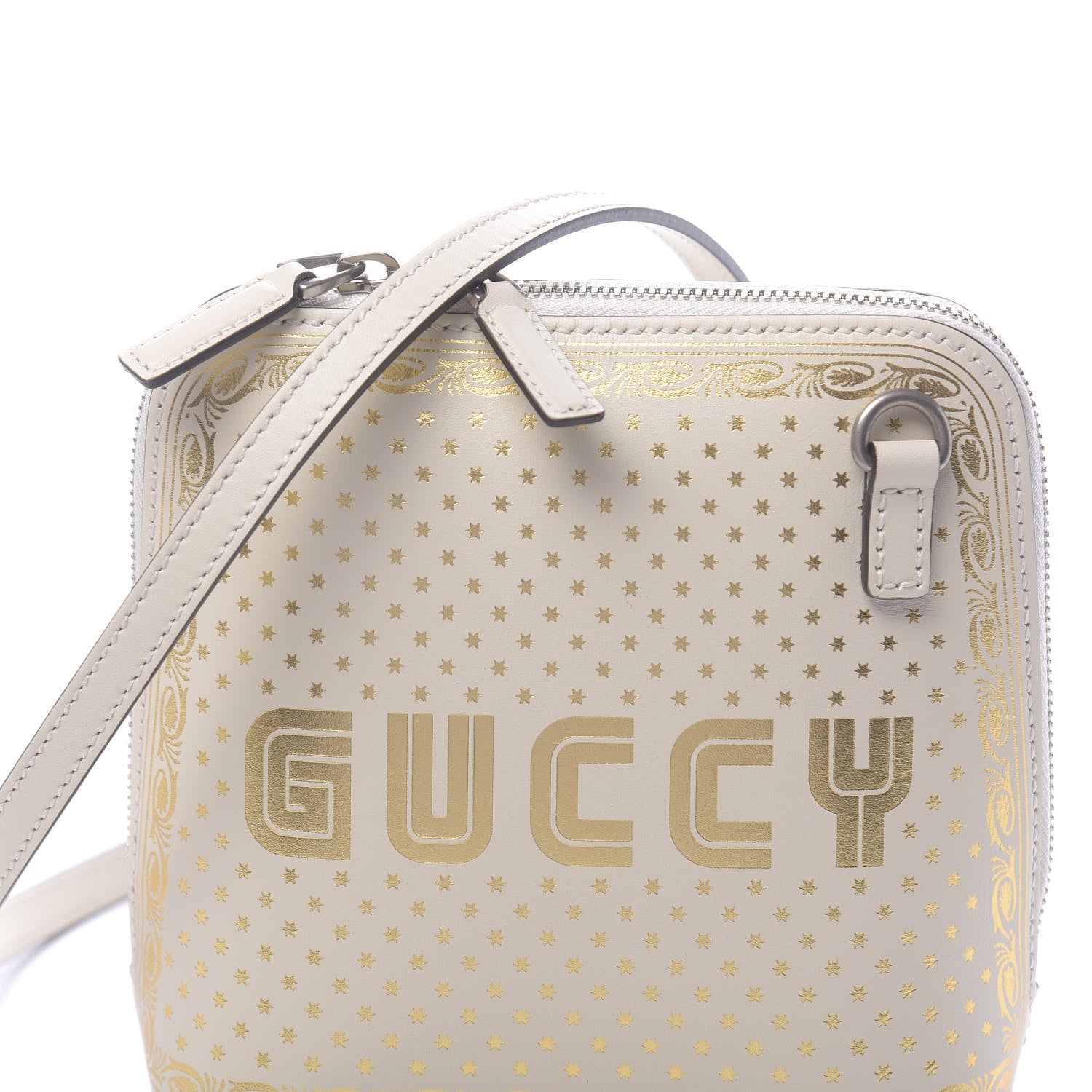 Gucci X SEGA Calfskin GUCCY Stars Mini Dome Shoulder Bag Mystic White Gold 10 of 10