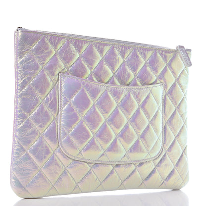 Chanel Iridescent Crumpled Calfskin Medium Cosmetic Case White 3 of 8