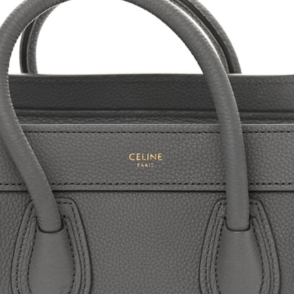 Celine Drummed Calfskin Nano Luggage Kohl 6 of 13