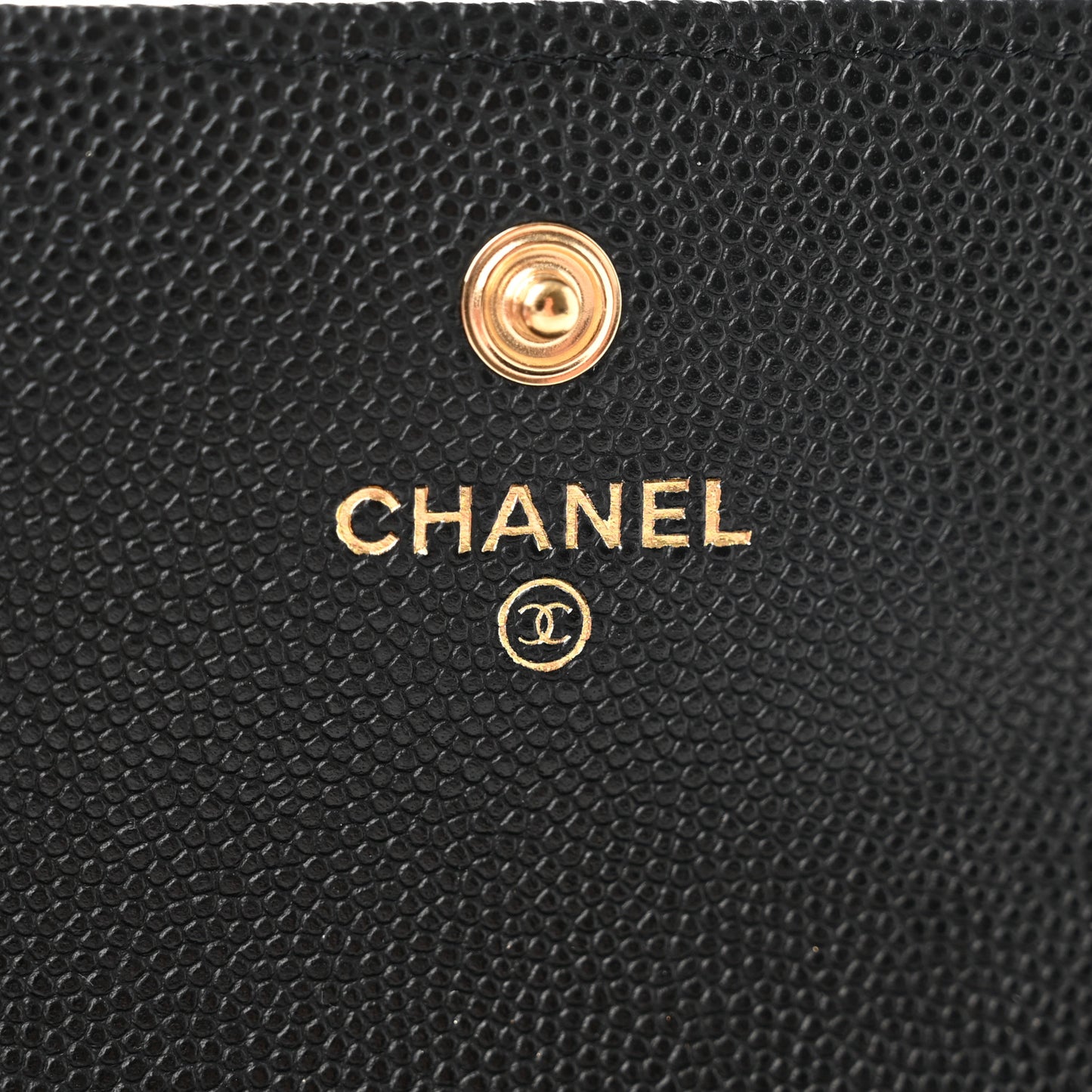Caviar Quilted Enamel Coco Casino Flap Card Holder Wallet Black