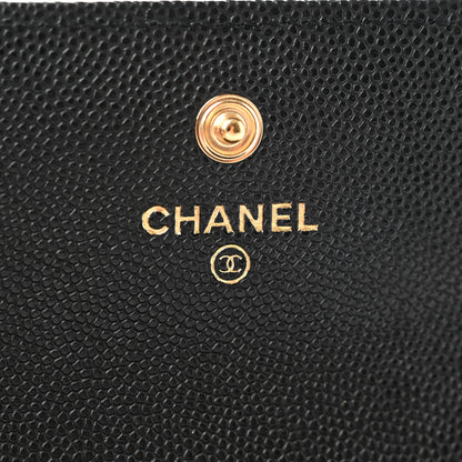 Chanel Caviar Quilted Enamel Coco Casino Flap Card Holder Wallet Black 7 of 9
