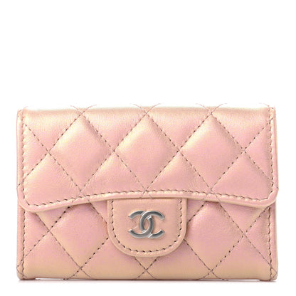 Chanel Iridescent Calfskin Quilted Flap Card Holder Wallet Pink 1 of 7
