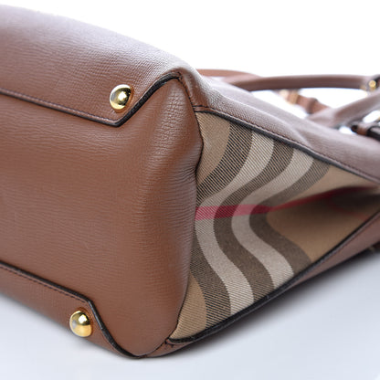 Burberry Grainy Calfskin House Check Medium Banner Tote Tan 6 of 15