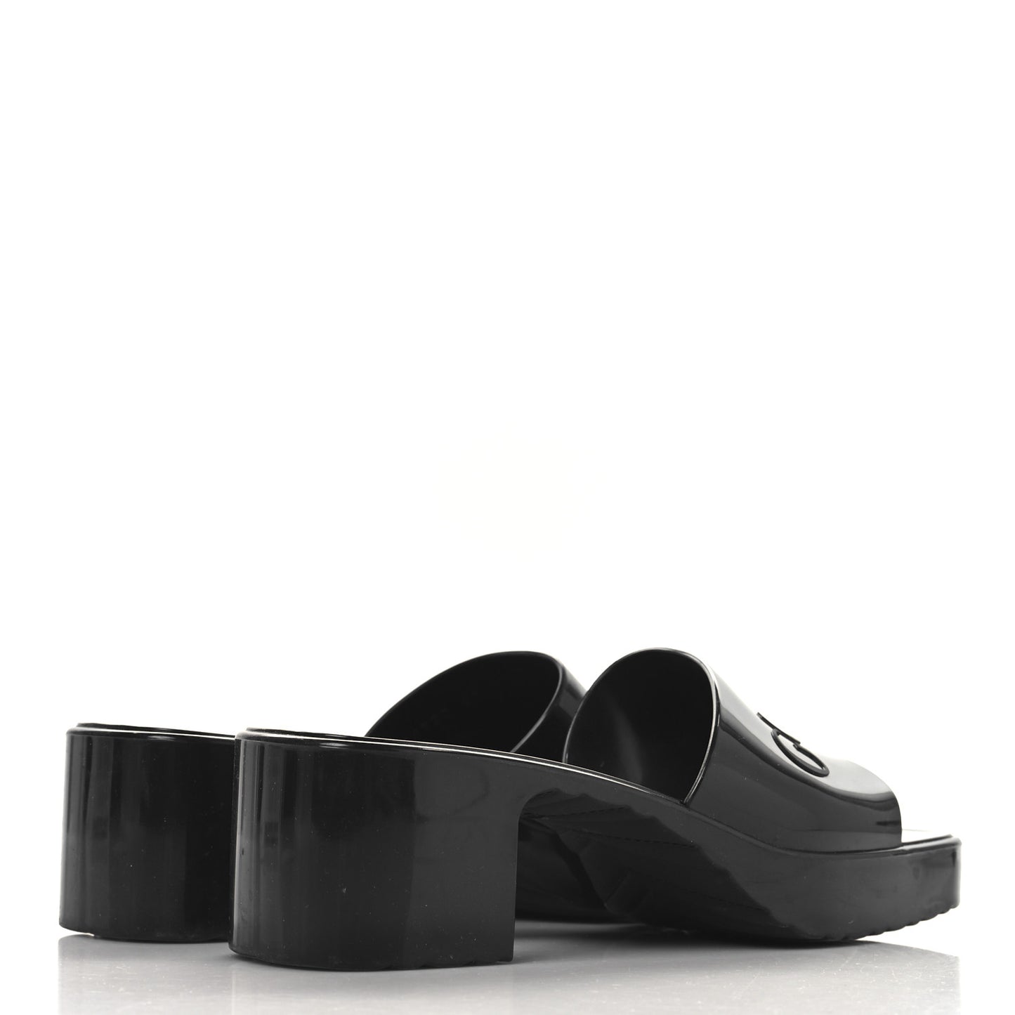 Rubber Gucci Logo Womens Platform 20/60mm Slide Sandals 37 Black