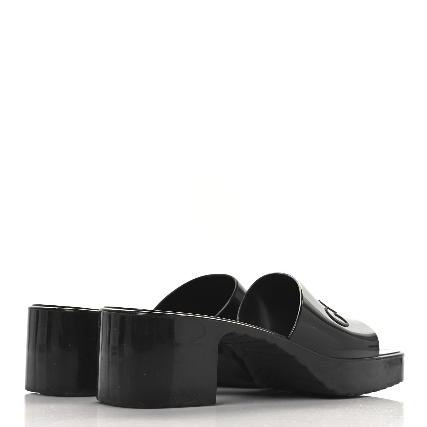 Gucci Rubber Gucci Logo Womens Platform 20/60mm Slide Sandals 37 Black 5 of 9