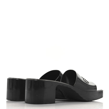 Gucci Rubber Gucci Logo Womens Platform 20/60mm Slide Sandals 37 Black 5 of 9