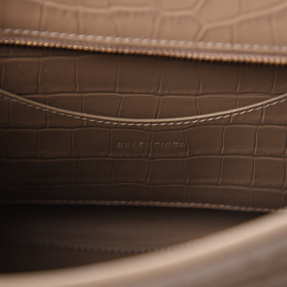 Balenciaga Shiny Supple Calfskin Crocodile Embossed Neo Classic Gold Hardware S City Mink Grey 8 of 9