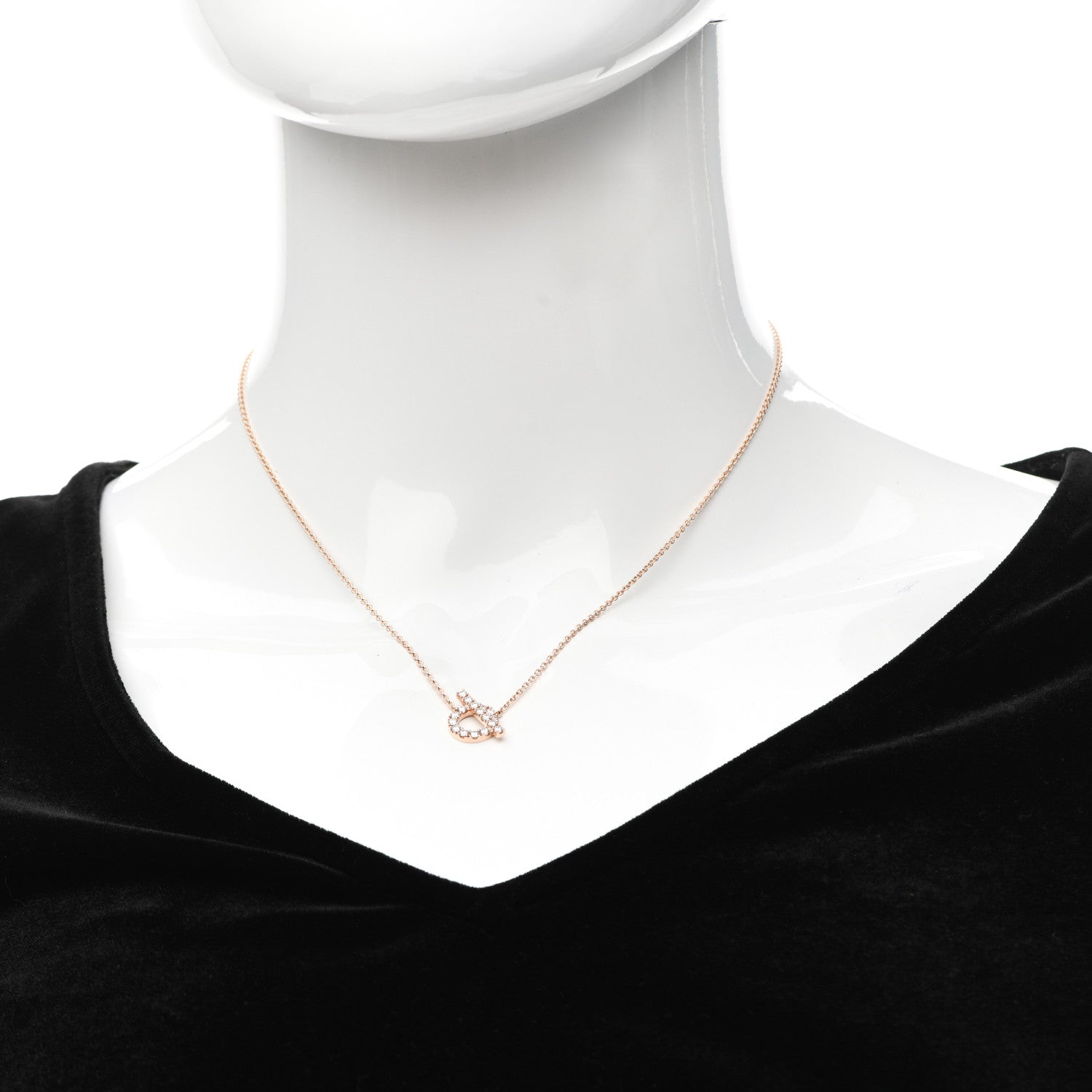 Hermes 18K Rose Gold Diamond Finesse Pendant Necklace 2 of 5