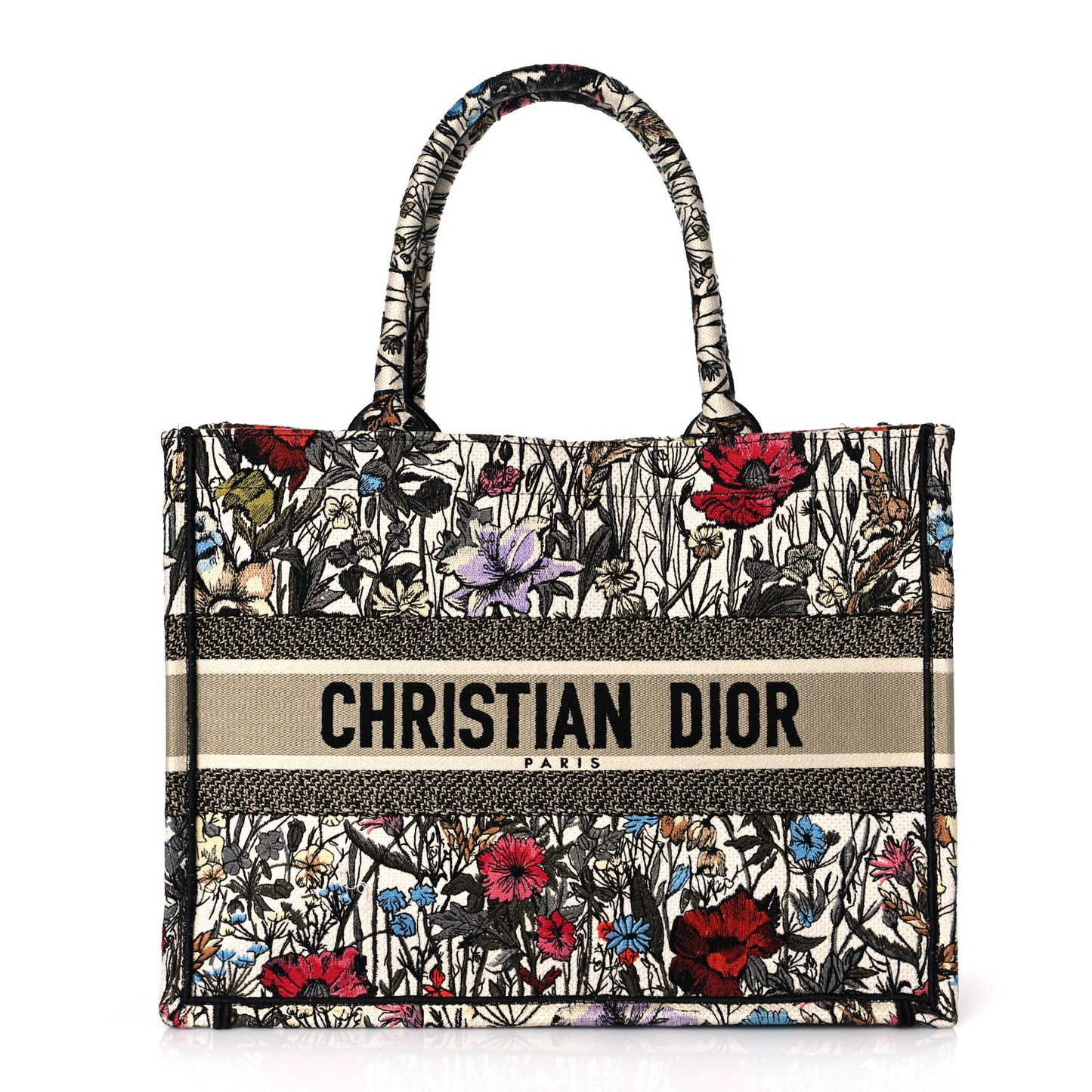 Canvas Embroidered Medium Mille Fleurs Book Tote Multicolor