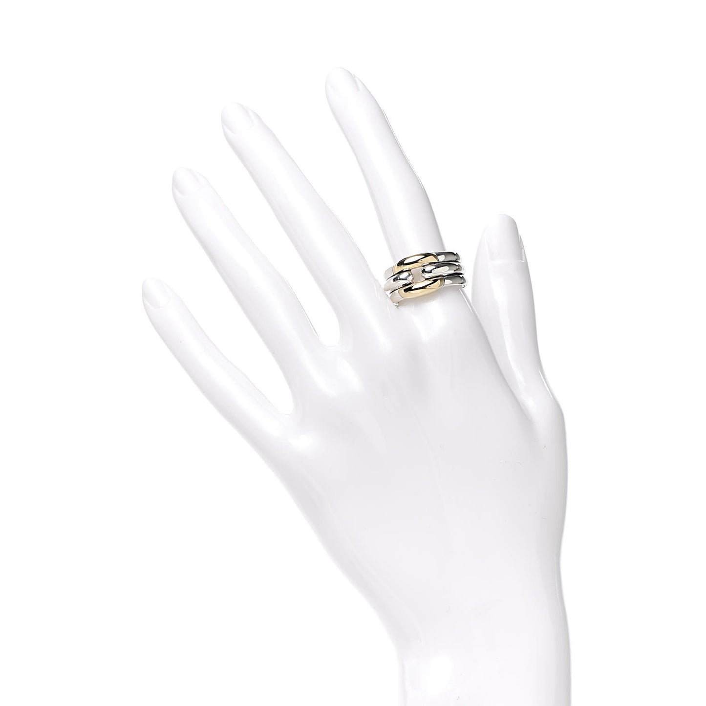 Sterling Silver 18K Yellow Gold Thoroughbred Cushion Link Ring 54 7