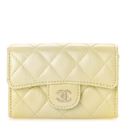 Chanel Cloudy Pearly Goatskin Quilted Flap Card Holder Wallet Light Yellow 1 of 10