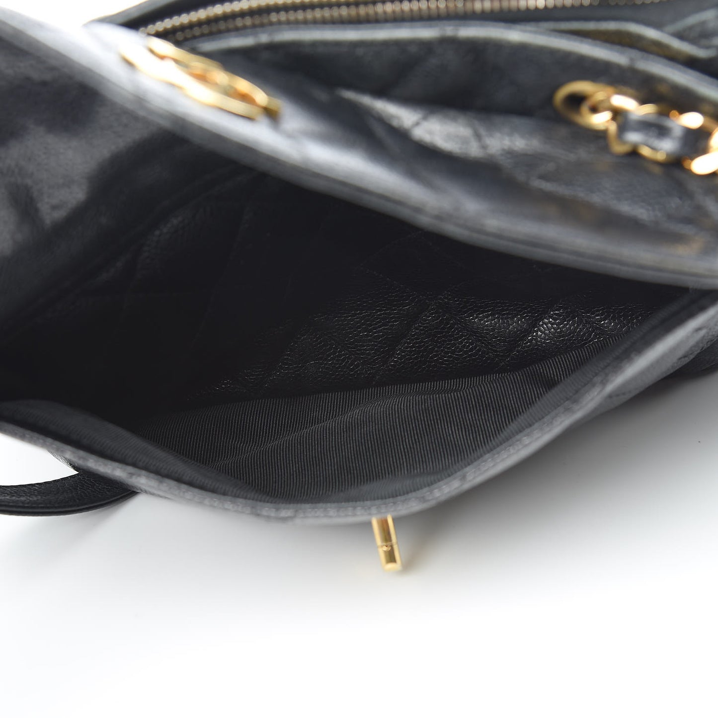 Caviar Quilted Flap Shoulder Bag Black