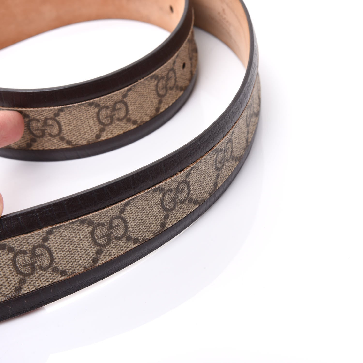Gucci GG Supreme Monogram Niagara Lux Calfskin Interlocking G 40mm Belt 80 32 Beige Ebony Cocoa 6 of 7
