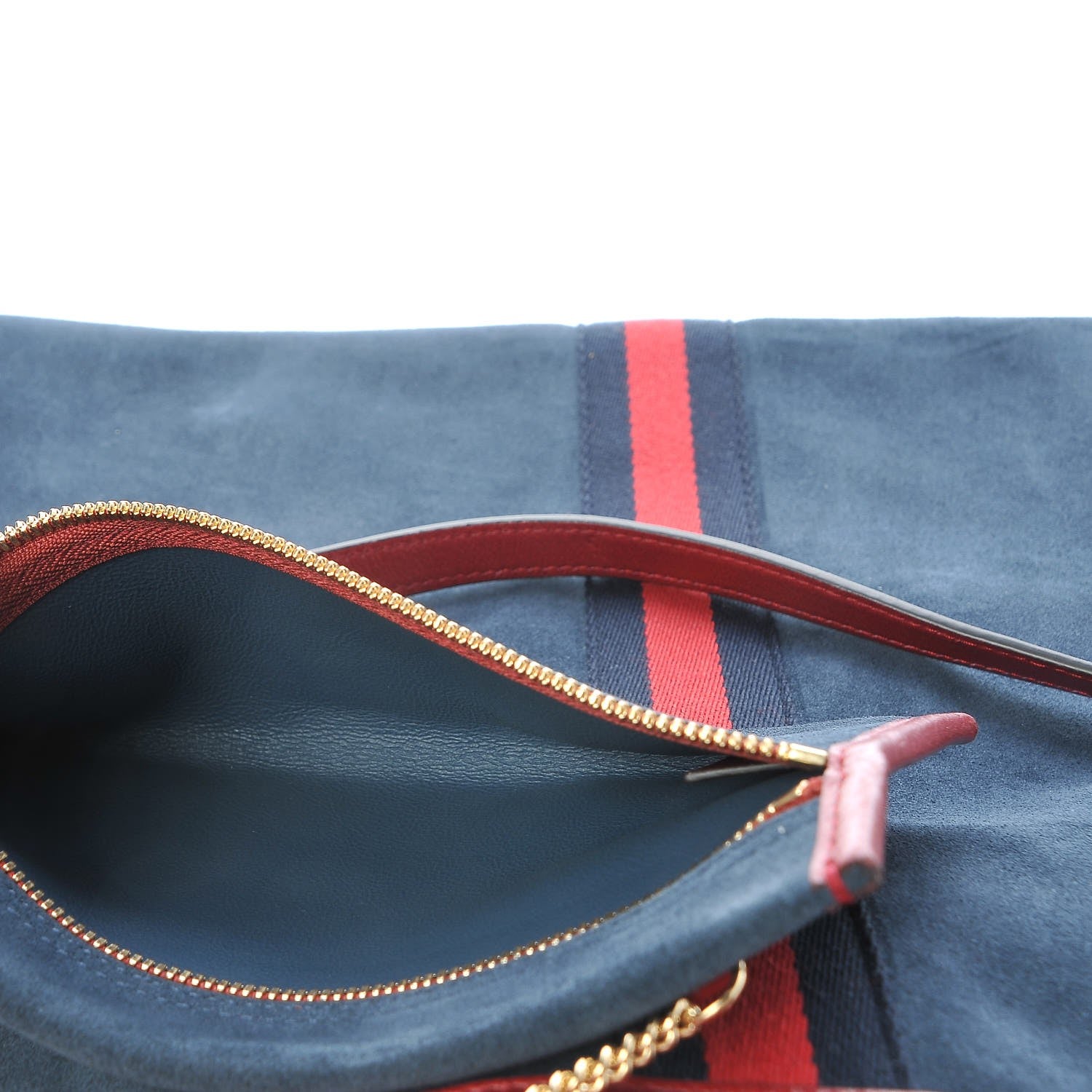Gucci Suede Calfskin Large Rajah Chain Tote New Blue Romantic Cherry 6 of 9