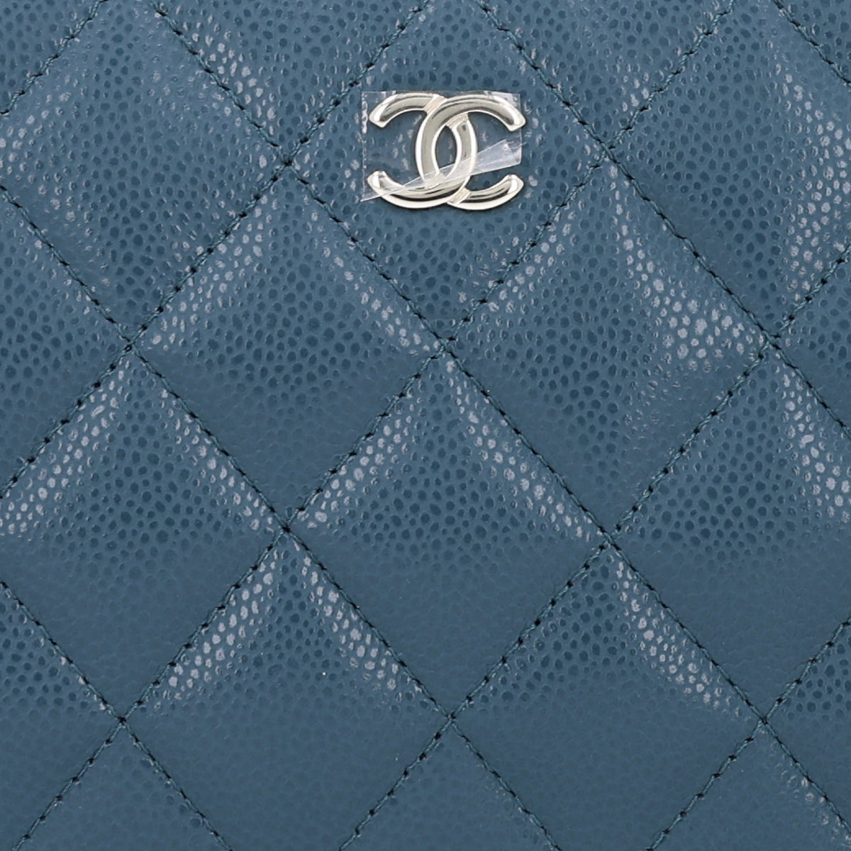 Caviar Quilted Small Curvy Pouch Cosmetic Case Blue