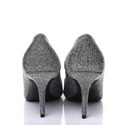 Balenciaga Shiny Fabric Square Knife 80mm Pumps 38 Silver 9 of 11