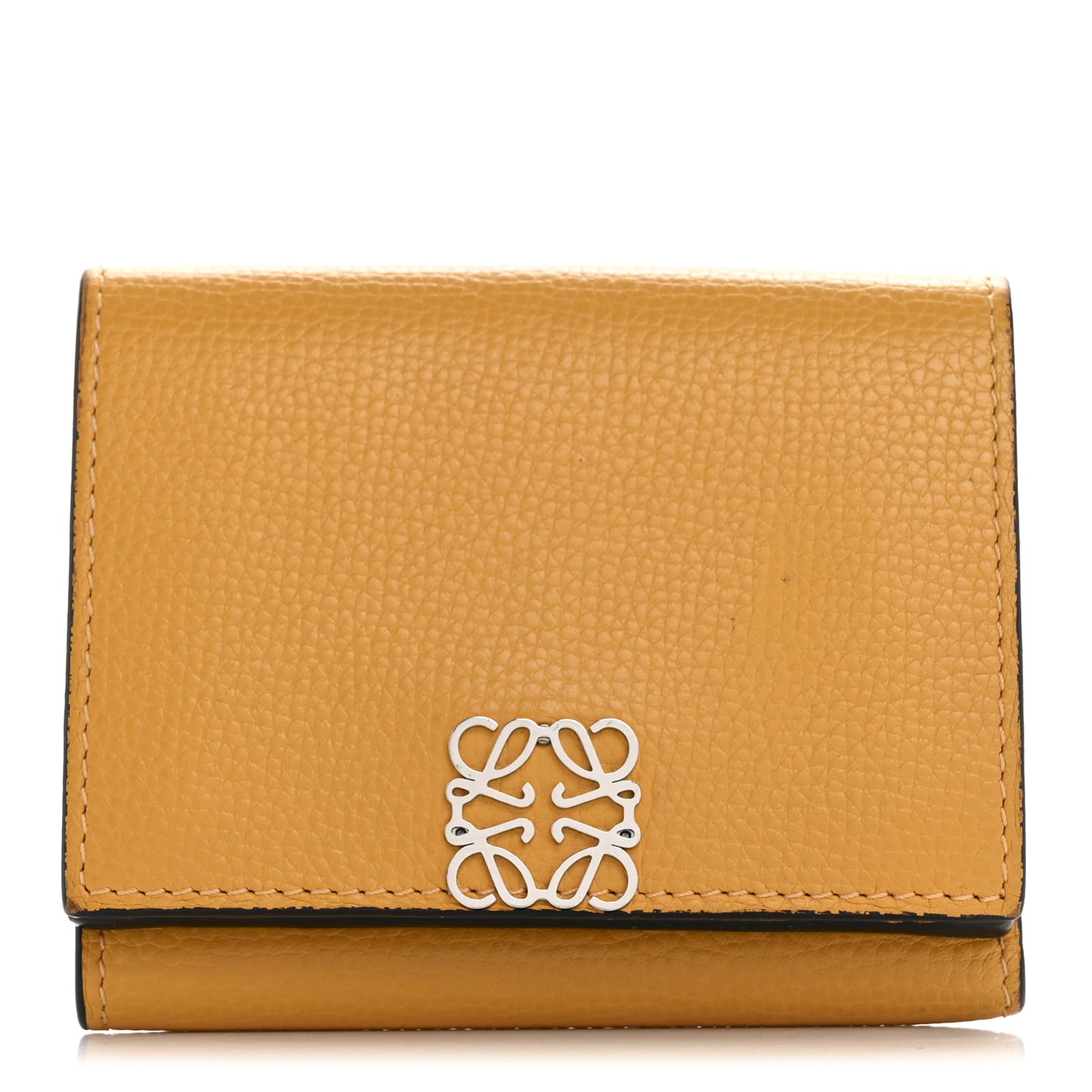 Grained Calfskin Anagram Trifold Wallet Sunflower