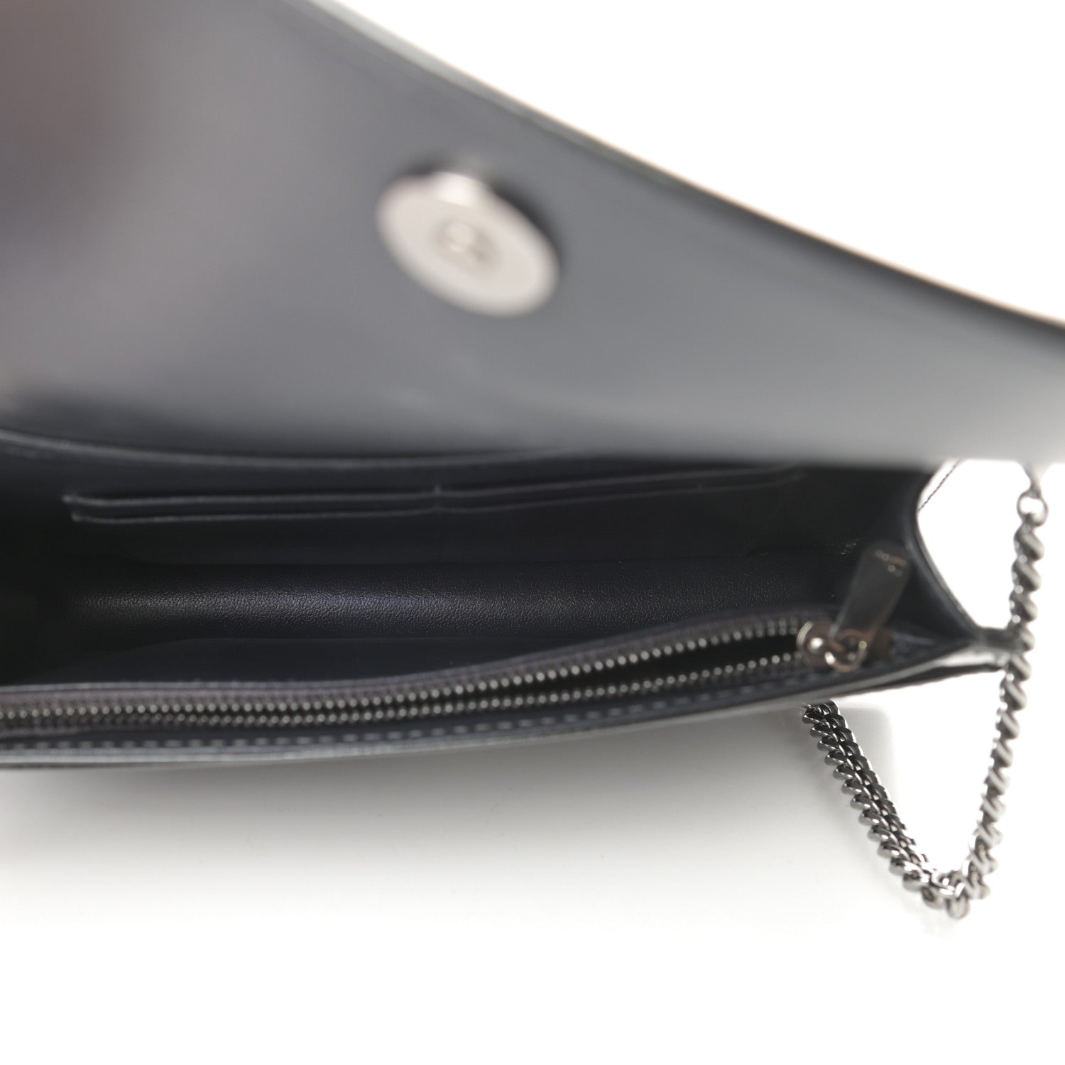 Christian Dior Metallic Patent Micro-Cannage Diorama Wallet on Chain Pouch Onyx Black 5 of 14