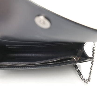 Christian Dior Metallic Patent Micro-Cannage Diorama Wallet on Chain Pouch Onyx Black 5 of 14