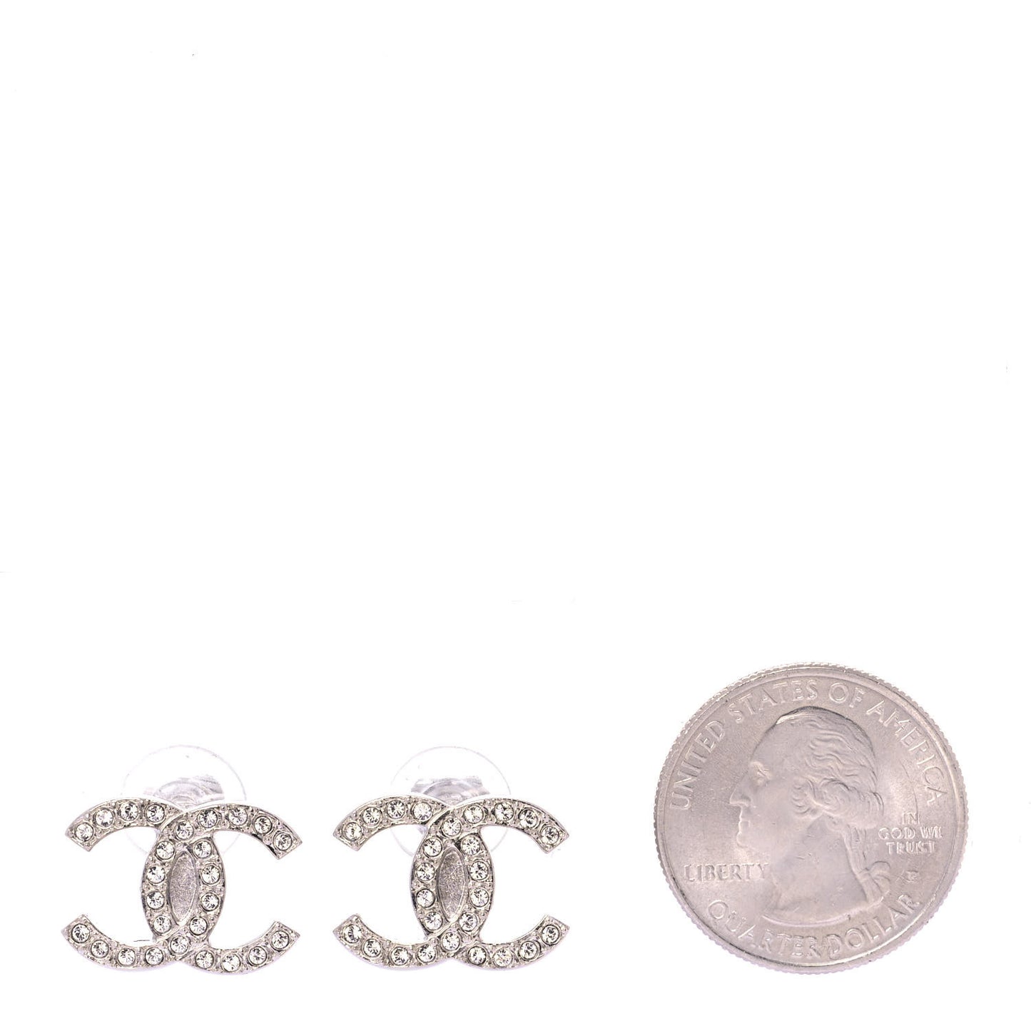 Crystal CC Clip On Earrings Silver