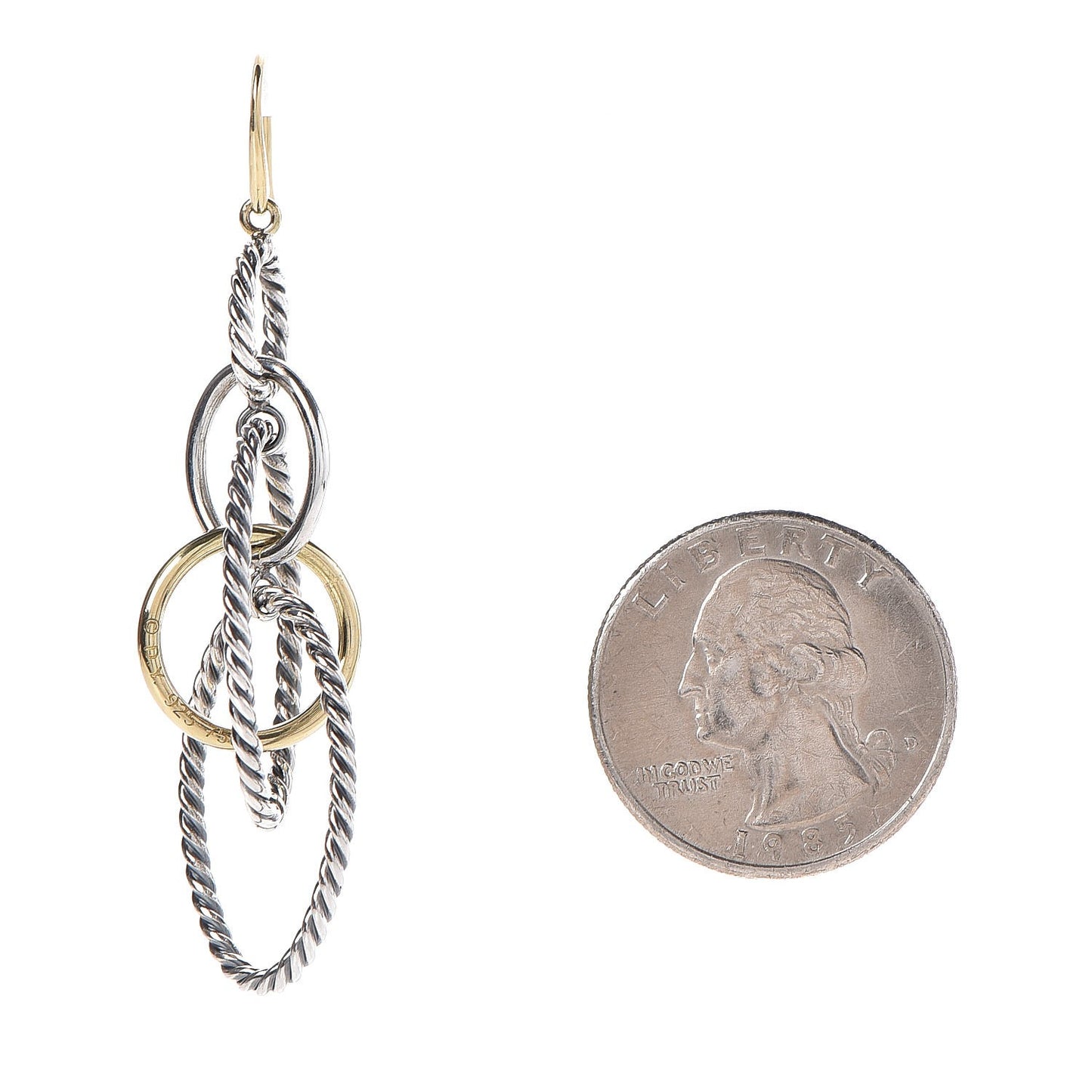 Sterling Silver 18K Yellow Gold Mobile Oval Drop Earrings