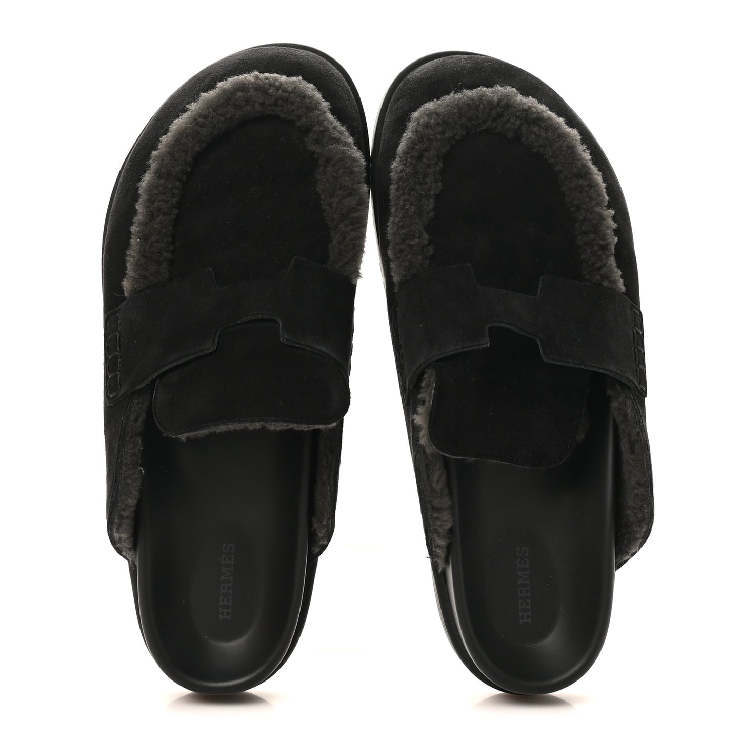 Suede Goatskin Shearling Mens Go Mules 43.5 Black
