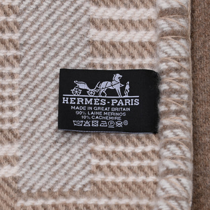 Hermes Wool Cashmere Avalon Paper Block Blanket Ecru Naturel 3 of 3