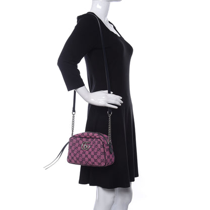 Gucci Monogram Multicolor Matelasse Diagonal Small GG Marmont Chain Shoulder Bag Pink Blue 2 of 11
