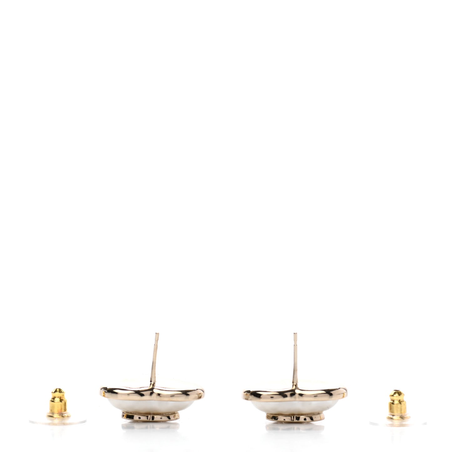 Pearl CC Heart Earrings Gold