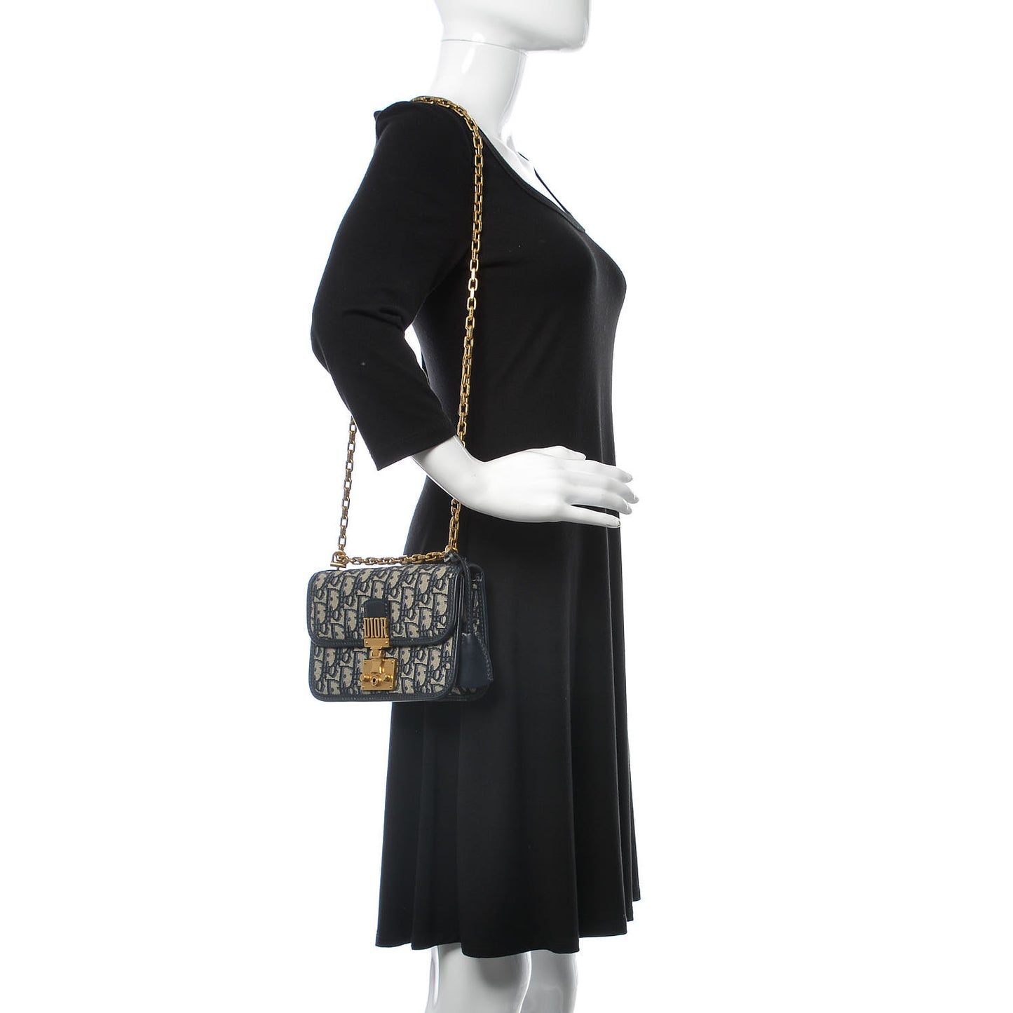 Oblique Small DiorAddict Flap Bag Navy Blue