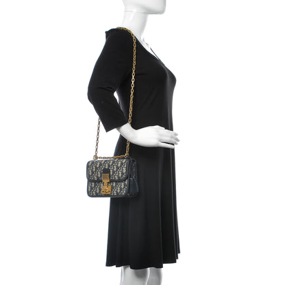 Christian Dior Oblique Small DiorAddict Flap Bag Navy Blue 2 of 13