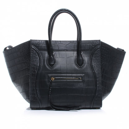 Celine Crocodile Embossed Small Phantom Luggage Black 1 of 7