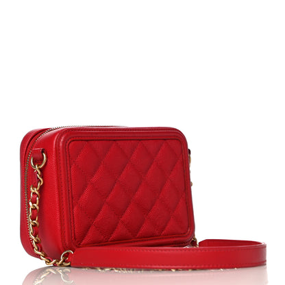 Chanel Caviar Quilted Filigree Vanity Clutch With Chain Red 4 of 12