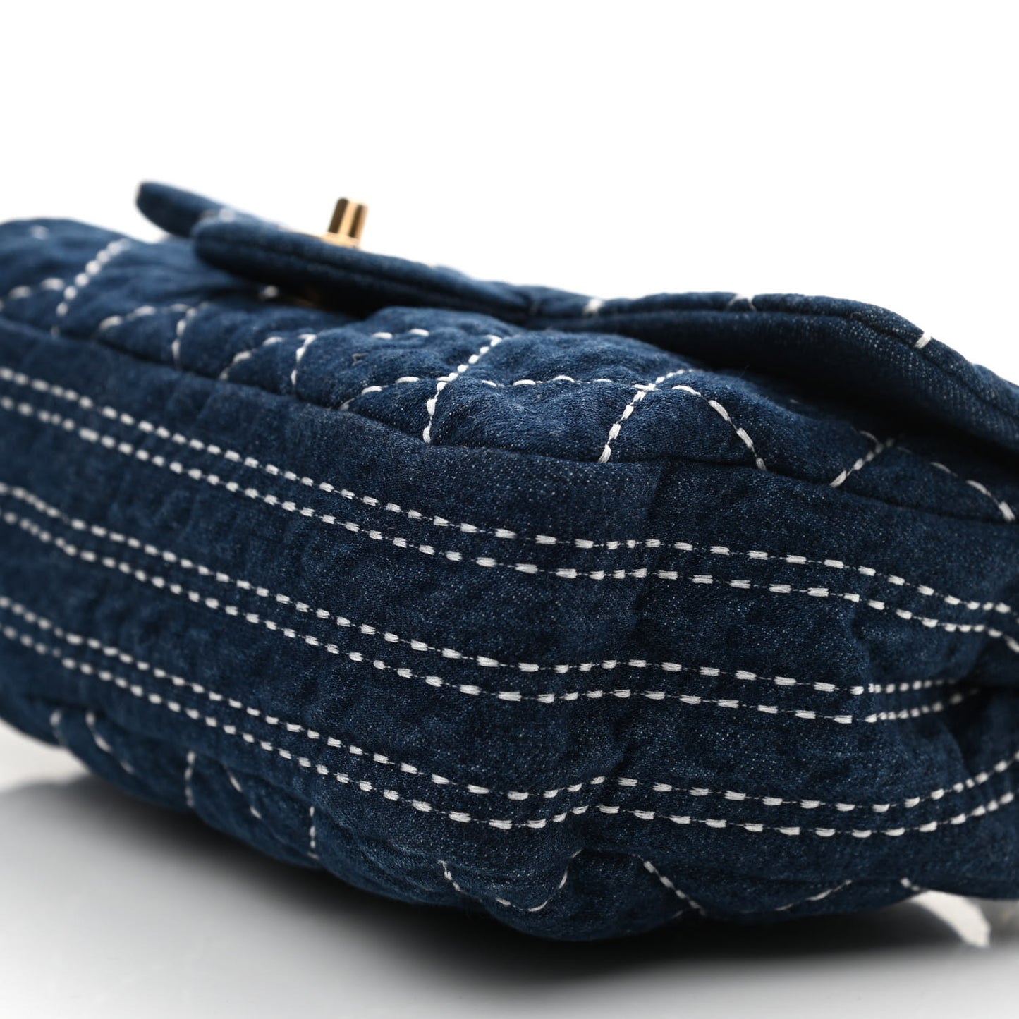 Denim Quilted Medium Denim Trip Single Flap Blue