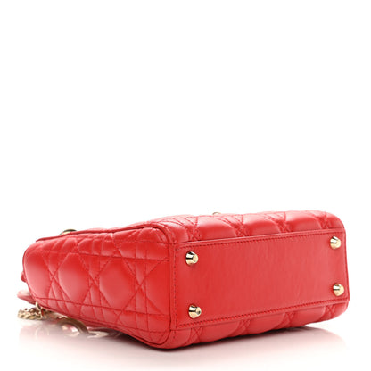 Christian Dior Lambskin Cannage Mini Lady Dior Geranium 6 of 21