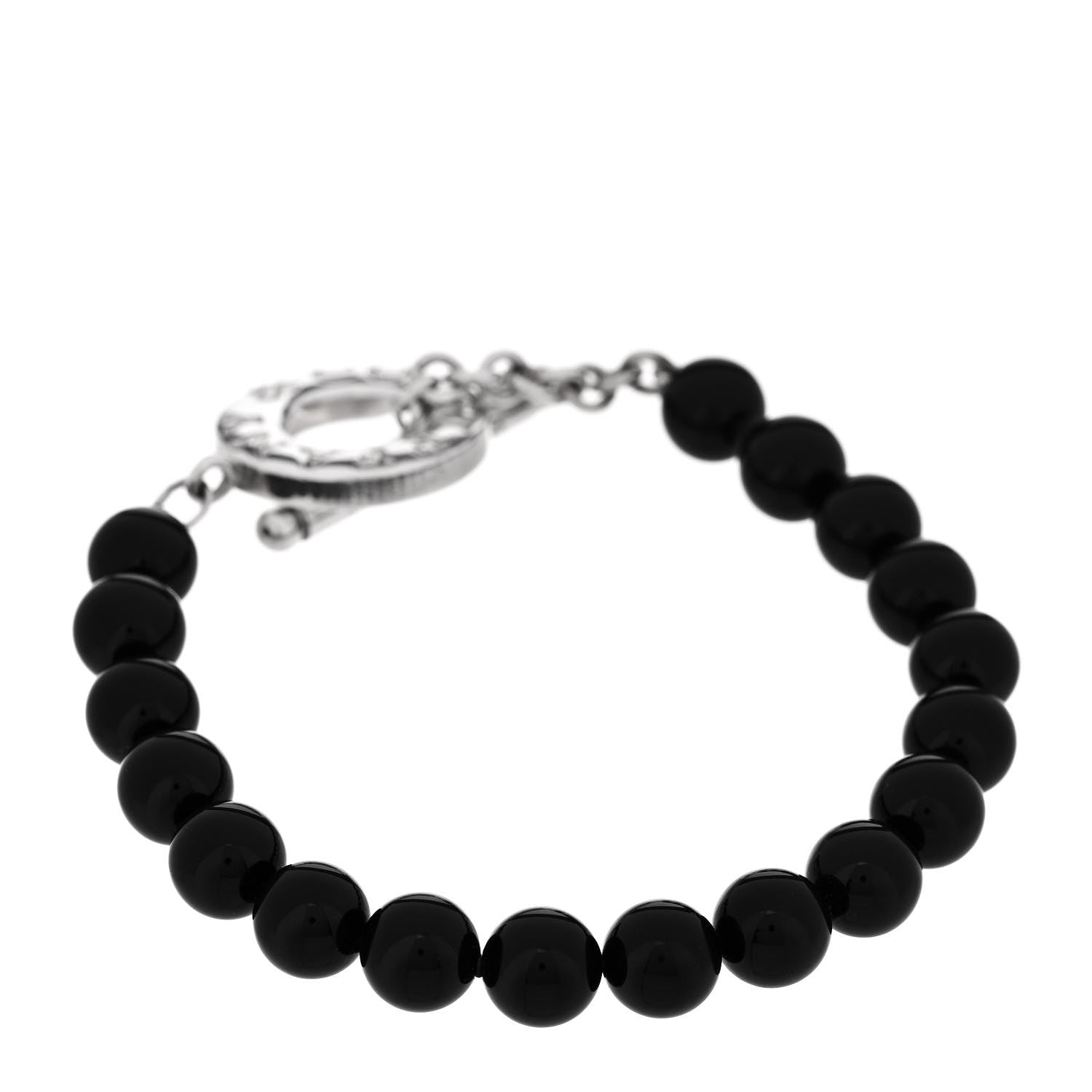 Tiffany Sterling Silver Black Onyx Bead Toggle Bracelet 1 of 4