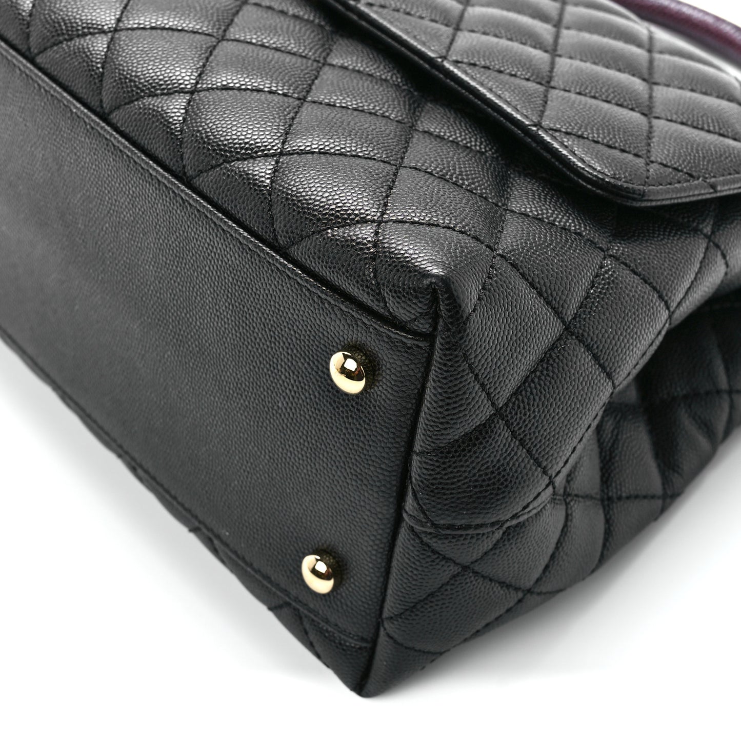 Caviar Lizard Embossed Quilted Small Coco Handle Flap Black