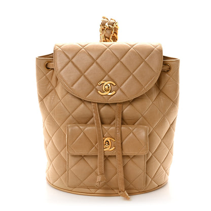 Chanel Lambskin Quilted Backpack Beige 1 of 10