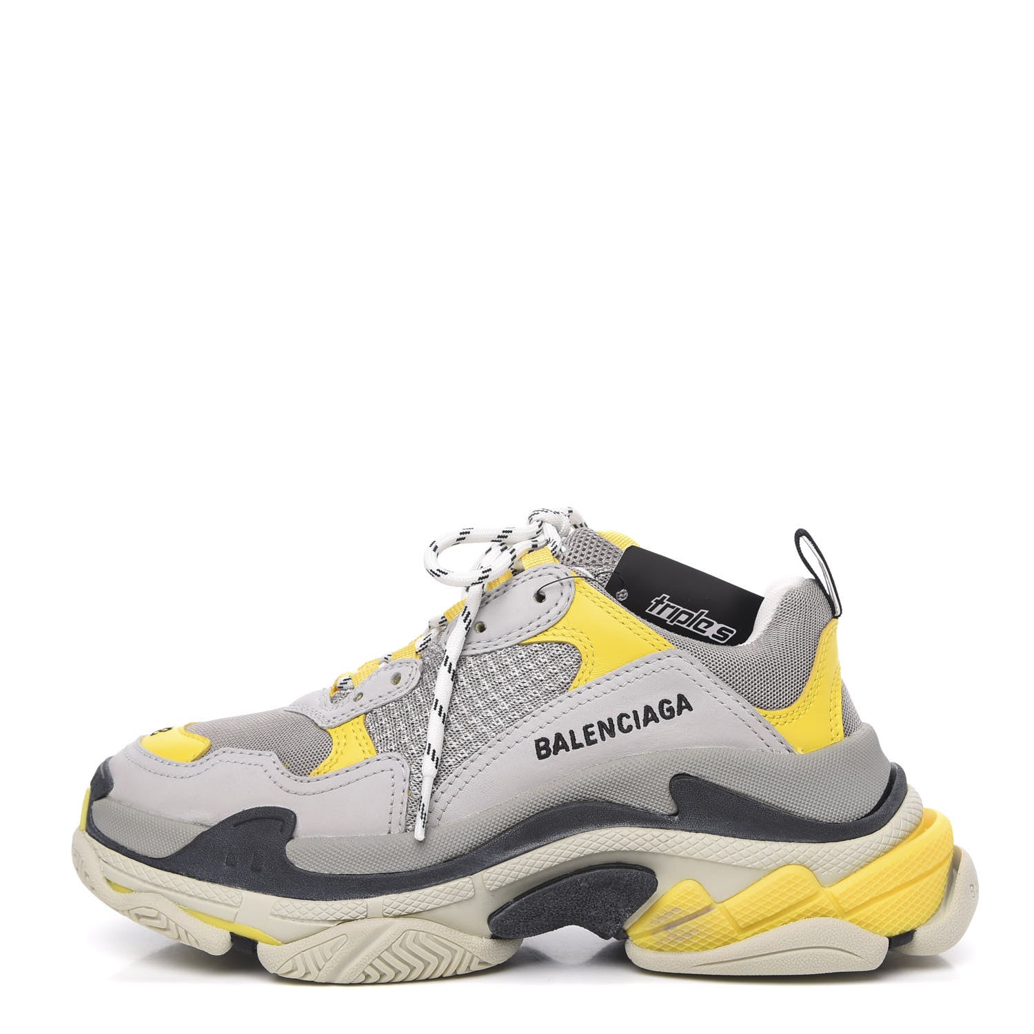 Balenciaga Fabric Mesh Womens Triple S Sneakers 38 Yellow Grey White 1 of 7