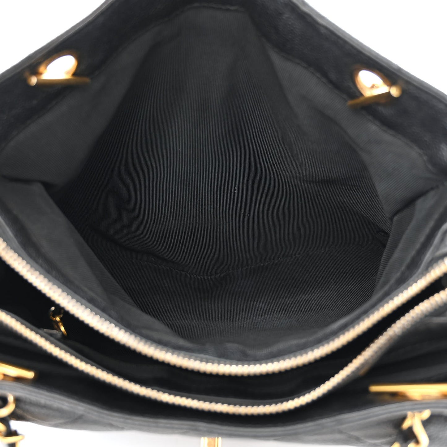 Caviar Quilted Pocket Shopping Tote Black
