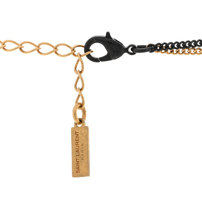 Saint Laurent Metal Deconstructed Monogram Necklace Black Gold 5 of 5