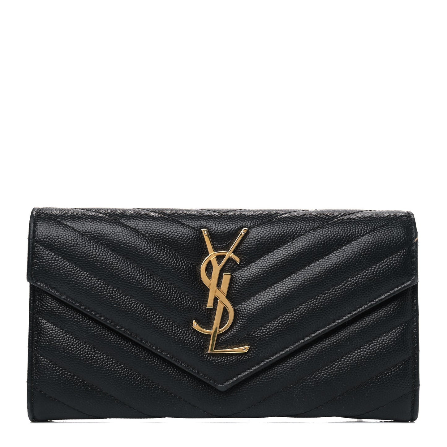 Grain De Poudre Matelasse Chevron Monogram Flap Wallet Black