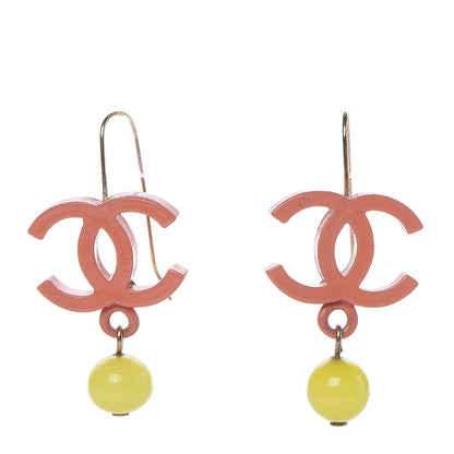 Chanel Resin CC Drop Earrings Orange 1 of 4