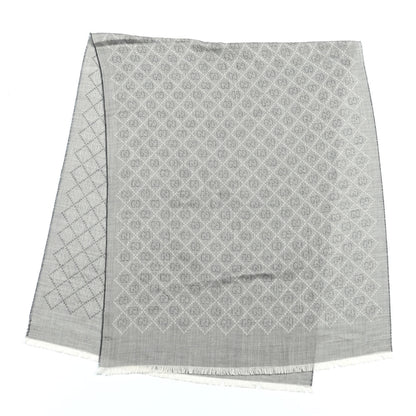 Gucci Wool Silk Monogram Diamante Fringe Scarf Grey 2 of 4