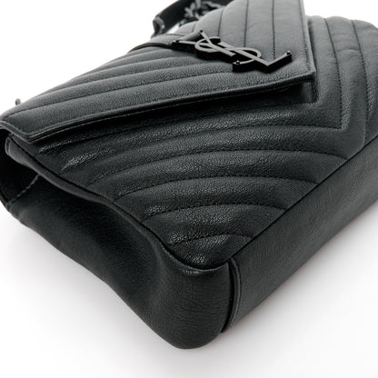 Saint Laurent Sheepskin Matelasse Chevron Monogram Monochrome Medium College Bag Black 10 of 11