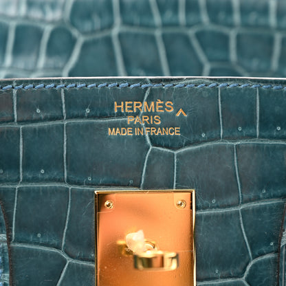 Hermes Shiny Porosus Crocodile Birkin 35 Colvert 6 of 13