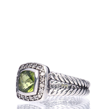 David Yurman Sterling Silver Diamond Peridot 7mm Petite Albion Ring 49 5 4 of 6